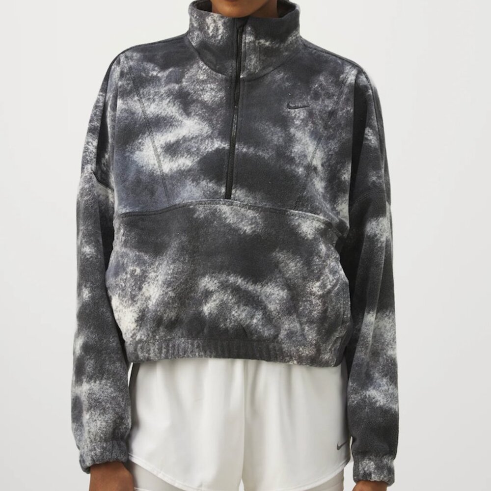 Nike One Women's Therma-FIT Oversized 1/2-Zip Fleece Printed Top